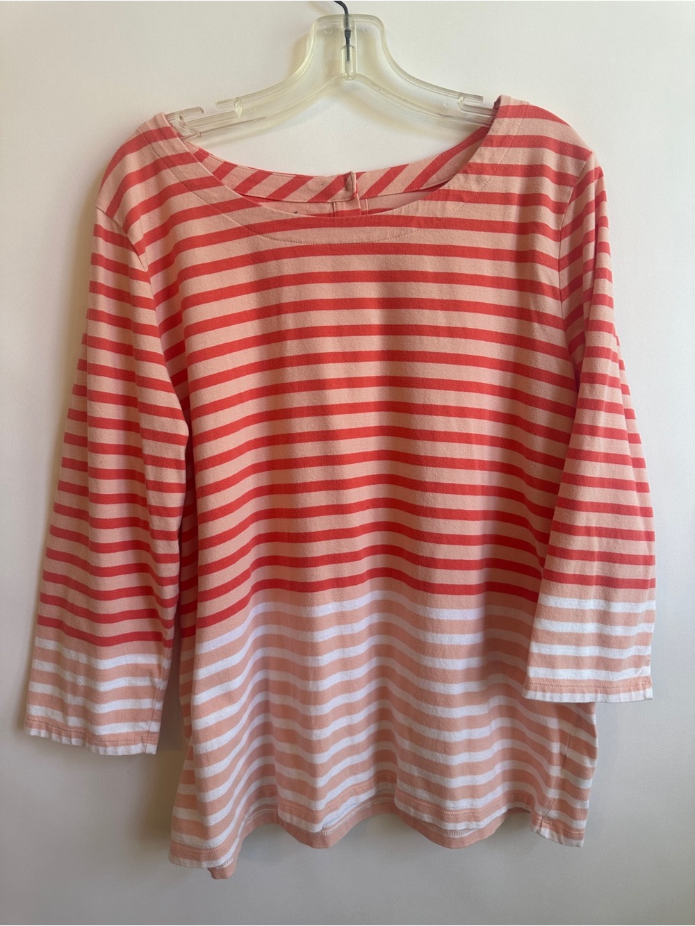 Talbots Orange and Coral Striped Women's Shirt